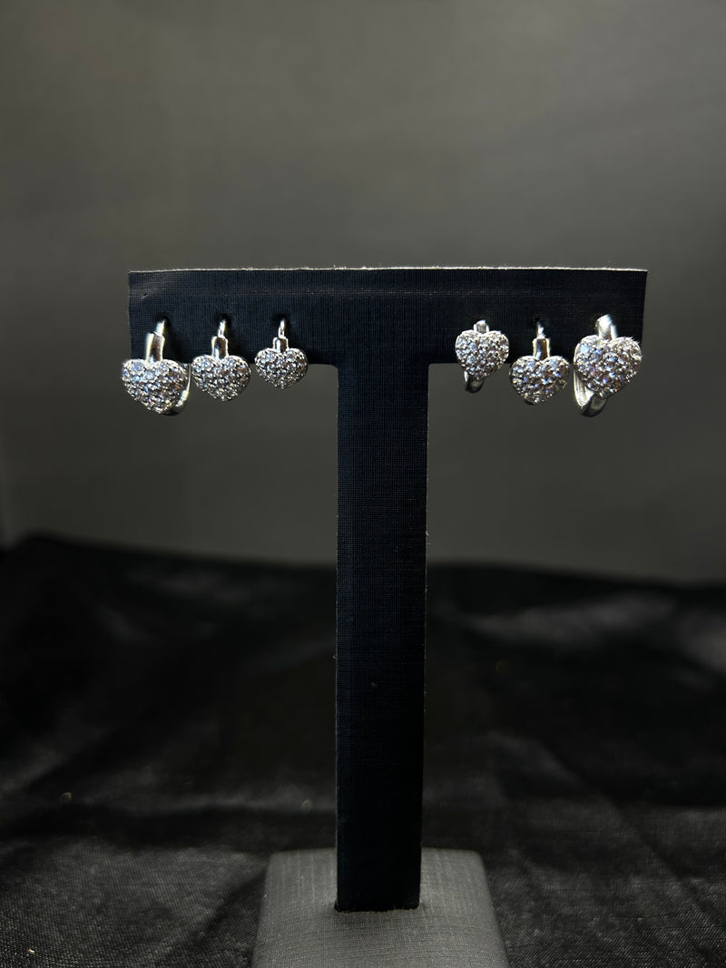 Trio Mini Argola Coração Cravejado