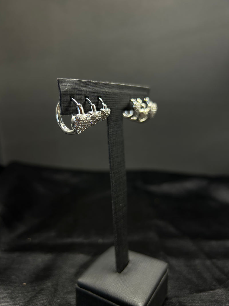 Trio Mini Argola Coração Cravejado